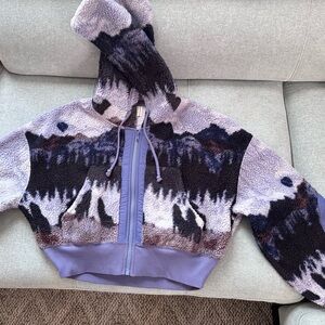 Urban outfitters cropped zip up sherpa